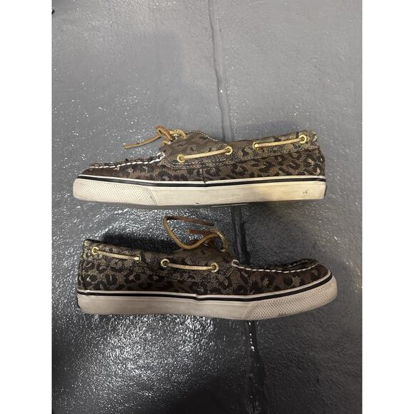 leopard cheetah animal print sperry top sider boat shoes size 7.5 - Picture 4 of 6